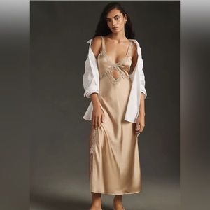 By Anthropologie Lace-Trimmed Reversible Slip Dress